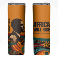 Patrice Lumumba Skinny Tumbler with Profile Portrait and Bold Africa Will Rise Statement - Wonder Print Shop