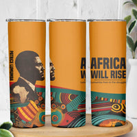 Patrice Lumumba Skinny Tumbler with Profile Portrait and Bold Africa Will Rise Statement - Wonder Print Shop
