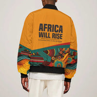 Patrice Lumumba Sleeve Zip Bomber Jacket with Profile Portrait and Bold Africa Will Rise Statement - Wonder Print Shop