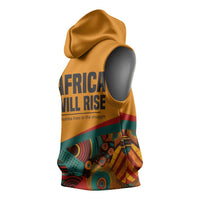 Patrice Lumumba Sleeveless Hoodie with Profile Portrait and Bold Africa Will Rise Statement - Wonder Print Shop