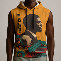 Patrice Lumumba Sleeveless Hoodie with Profile Portrait and Bold Africa Will Rise Statement - Wonder Print Shop