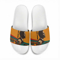 Patrice Lumumba Slide Sandals with Profile Portrait and Bold Africa Will Rise Statement - Wonder Print Shop