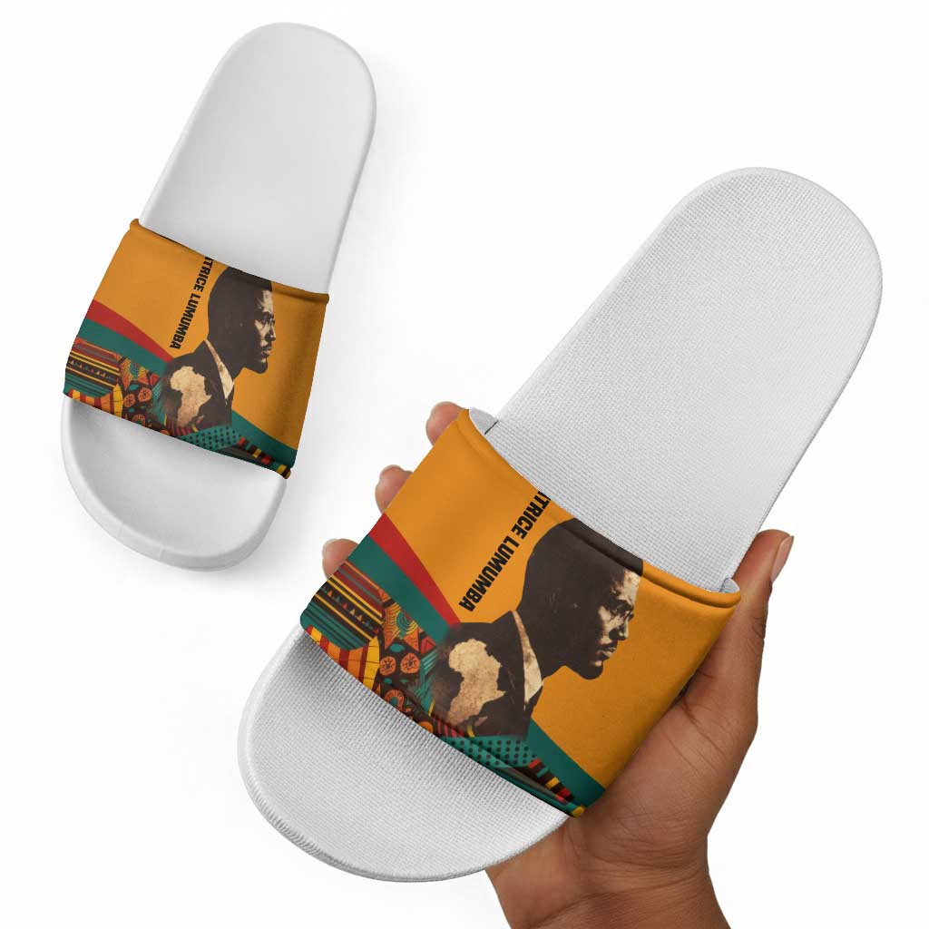 Patrice Lumumba Slide Sandals with Profile Portrait and Bold Africa Will Rise Statement - Wonder Print Shop