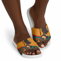 Patrice Lumumba Slide Sandals with Profile Portrait and Bold Africa Will Rise Statement - Wonder Print Shop