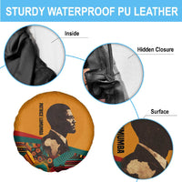 Patrice Lumumba Spare Tire Cover with Profile Portrait and Bold Africa Will Rise Statement - Wonder Print Shop