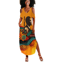 Patrice Lumumba Summer Maxi Dress with Profile Portrait and Bold Africa Will Rise Statement - Wonder Print Shop