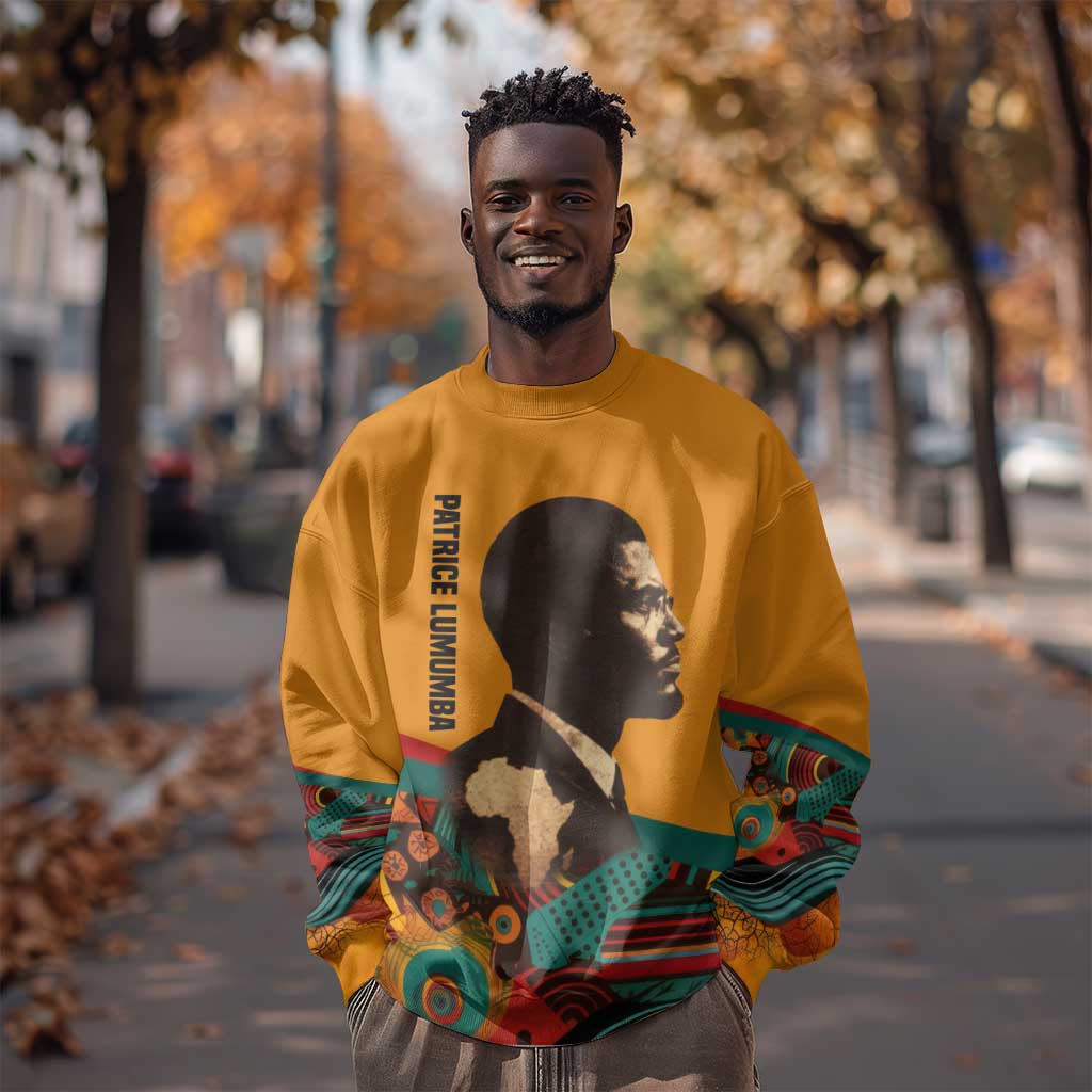 Patrice Lumumba Sweatshirt with Profile Portrait and Bold Africa Will Rise Statement - Wonder Print Shop