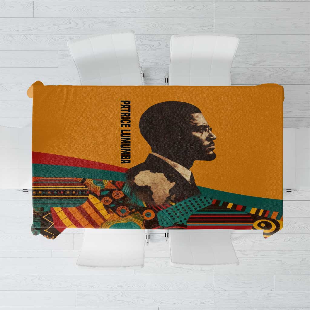 Patrice Lumumba Tablecloth with Profile Portrait and Bold Africa Will Rise Statement - Wonder Print Shop