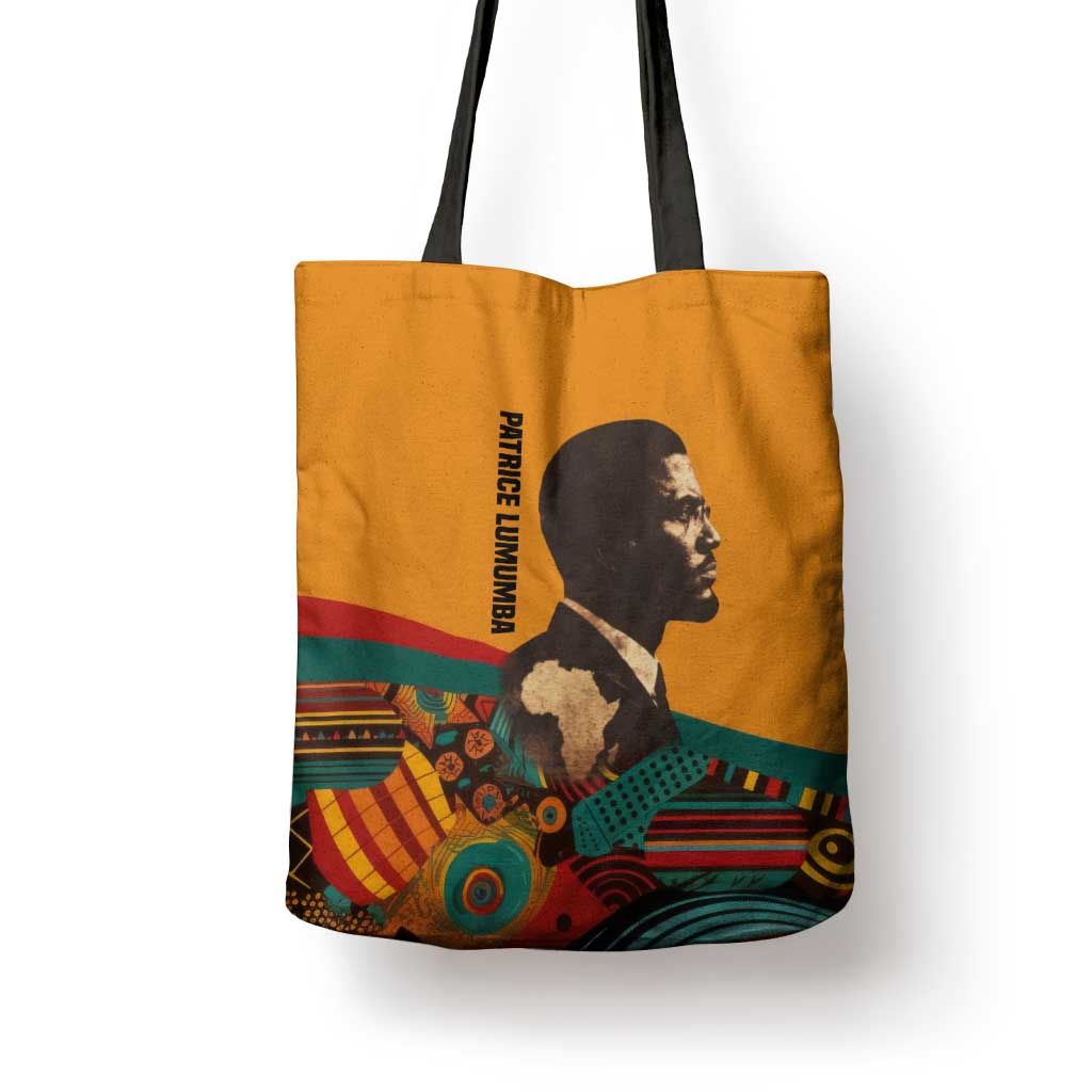 Patrice Lumumba Tote Bag with Profile Portrait and Bold Africa Will Rise Statement - Wonder Print Shop