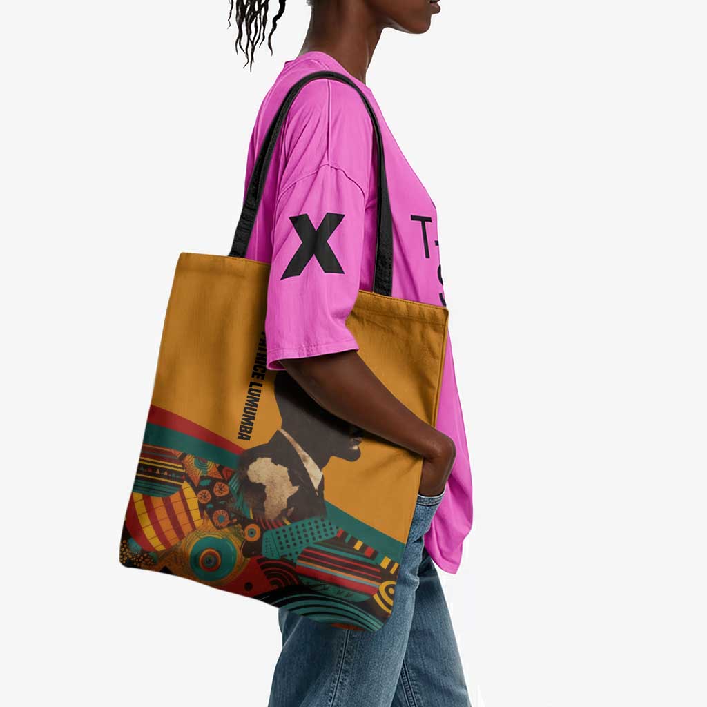 Patrice Lumumba Tote Bag with Profile Portrait and Bold Africa Will Rise Statement - Wonder Print Shop