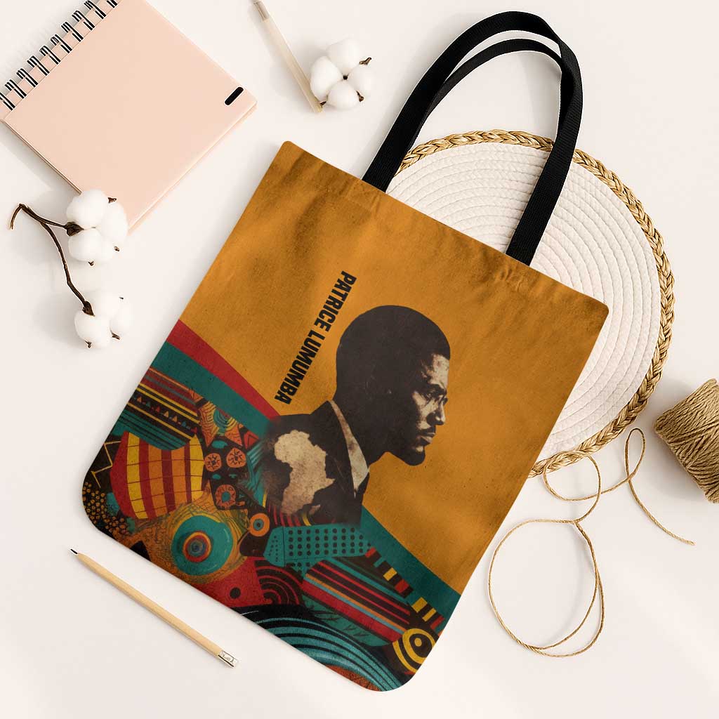Patrice Lumumba Tote Bag with Profile Portrait and Bold Africa Will Rise Statement - Wonder Print Shop