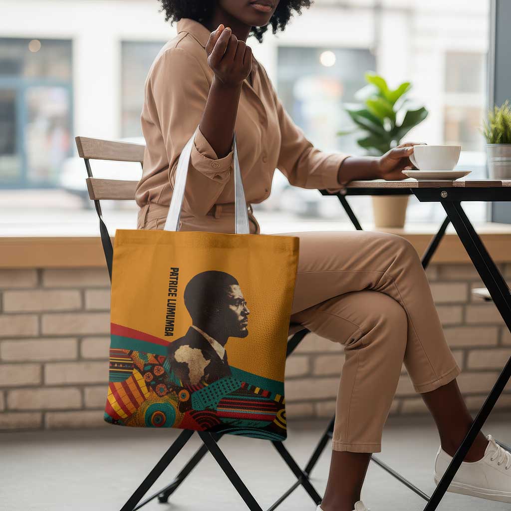 Patrice Lumumba Tote Bag with Profile Portrait and Bold Africa Will Rise Statement - Wonder Print Shop