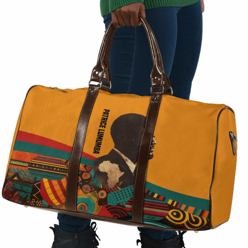 Patrice Lumumba Travel Bag with Profile Portrait and Bold Africa Will Rise Statement - Wonder Print Shop