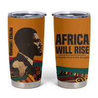 Patrice Lumumba Tumbler Cup with Profile Portrait and Bold Africa Will Rise Statement - Wonder Print Shop