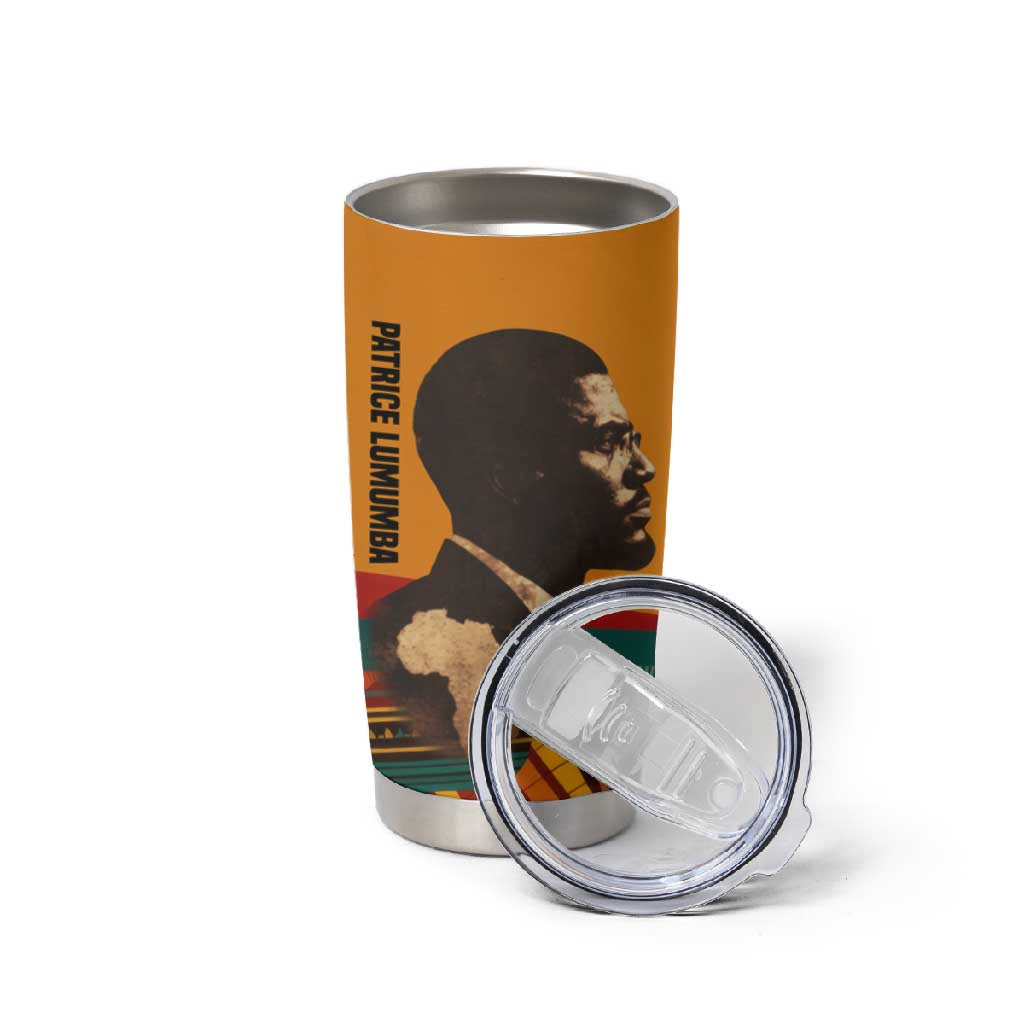Patrice Lumumba Tumbler Cup with Profile Portrait and Bold Africa Will Rise Statement - Wonder Print Shop