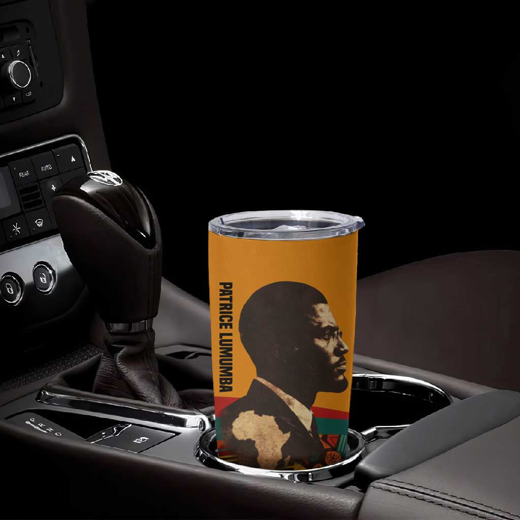 Patrice Lumumba Tumbler Cup with Profile Portrait and Bold Africa Will Rise Statement - Wonder Print Shop