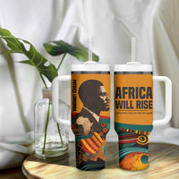 Patrice Lumumba Tumbler With Handle with Profile Portrait and Bold Africa Will Rise Statement - Wonder Print Shop