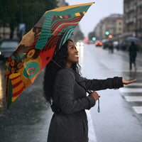 Patrice Lumumba Umbrella with Profile Portrait and Bold Africa Will Rise Statement - Wonder Print Shop