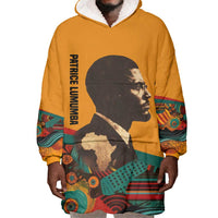 Patrice Lumumba Wearable Blanket Hoodie with Profile Portrait and Bold Africa Will Rise Statement - Wonder Print Shop