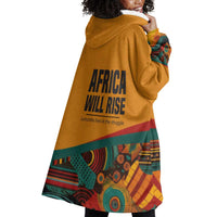 Patrice Lumumba Wearable Blanket Hoodie with Profile Portrait and Bold Africa Will Rise Statement - Wonder Print Shop