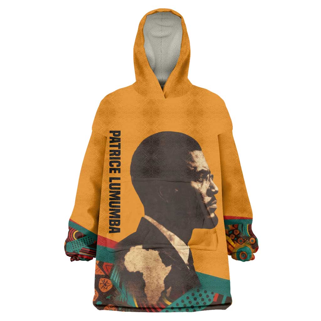 Patrice Lumumba Wearable Blanket Hoodie with Profile Portrait and Bold Africa Will Rise Statement - Wonder Print Shop