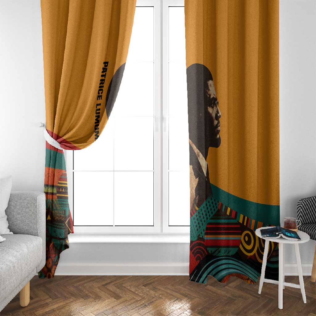Patrice Lumumba Window Curtain with Profile Portrait and Bold Africa Will Rise Statement - Wonder Print Shop