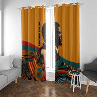 Patrice Lumumba Window Curtain with Profile Portrait and Bold Africa Will Rise Statement - Wonder Print Shop