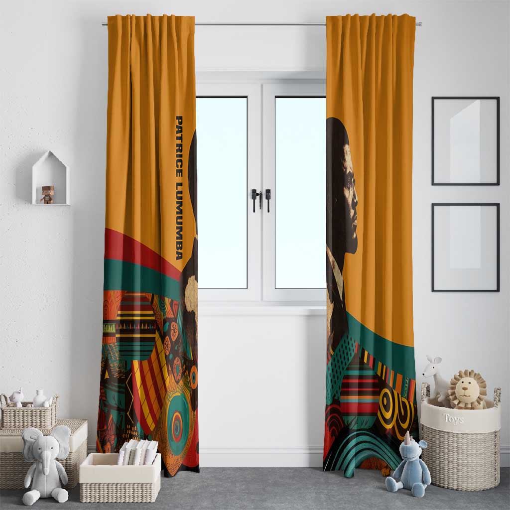 Patrice Lumumba Window Curtain with Profile Portrait and Bold Africa Will Rise Statement - Wonder Print Shop