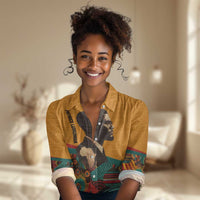 Patrice Lumumba Women Casual Shirt with Profile Portrait and Bold Africa Will Rise Statement - Wonder Print Shop