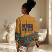 Patrice Lumumba Women Casual Shirt with Profile Portrait and Bold Africa Will Rise Statement - Wonder Print Shop