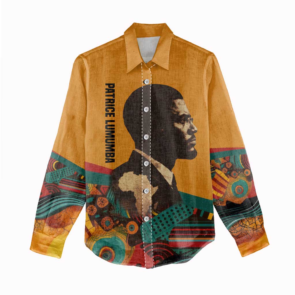 Patrice Lumumba Women Casual Shirt with Profile Portrait and Bold Africa Will Rise Statement - Wonder Print Shop