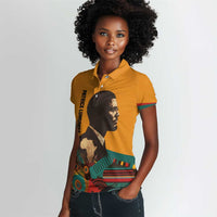 Patrice Lumumba Women Polo Shirt with Profile Portrait and Bold Africa Will Rise Statement - Wonder Print Shop