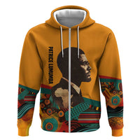 Patrice Lumumba Zip Hoodie with Profile Portrait and Bold Africa Will Rise Statement - Wonder Print Shop