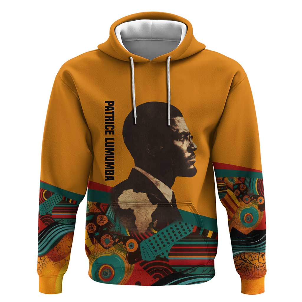 Patrice Lumumba Zip Hoodie with Profile Portrait and Bold Africa Will Rise Statement - Wonder Print Shop
