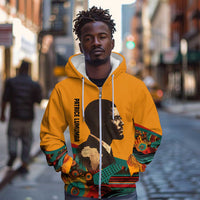 Patrice Lumumba Zip Hoodie with Profile Portrait and Bold Africa Will Rise Statement - Wonder Print Shop