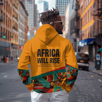 Patrice Lumumba Zip Hoodie with Profile Portrait and Bold Africa Will Rise Statement - Wonder Print Shop
