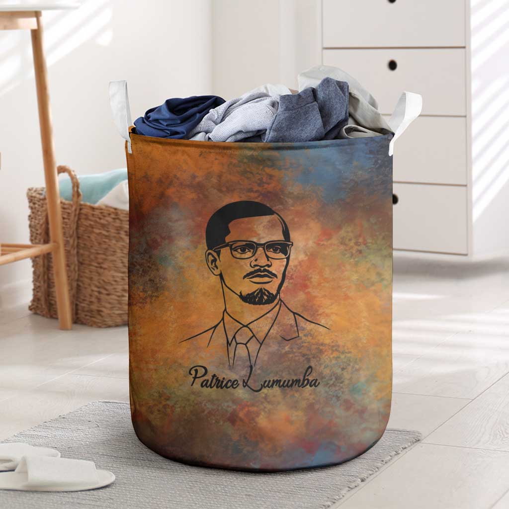 Patrice Lumumba Laundry Basket with Line Art Portrait and Truth Cannot Be Killed Inspirational Quote - Wonder Print Shop