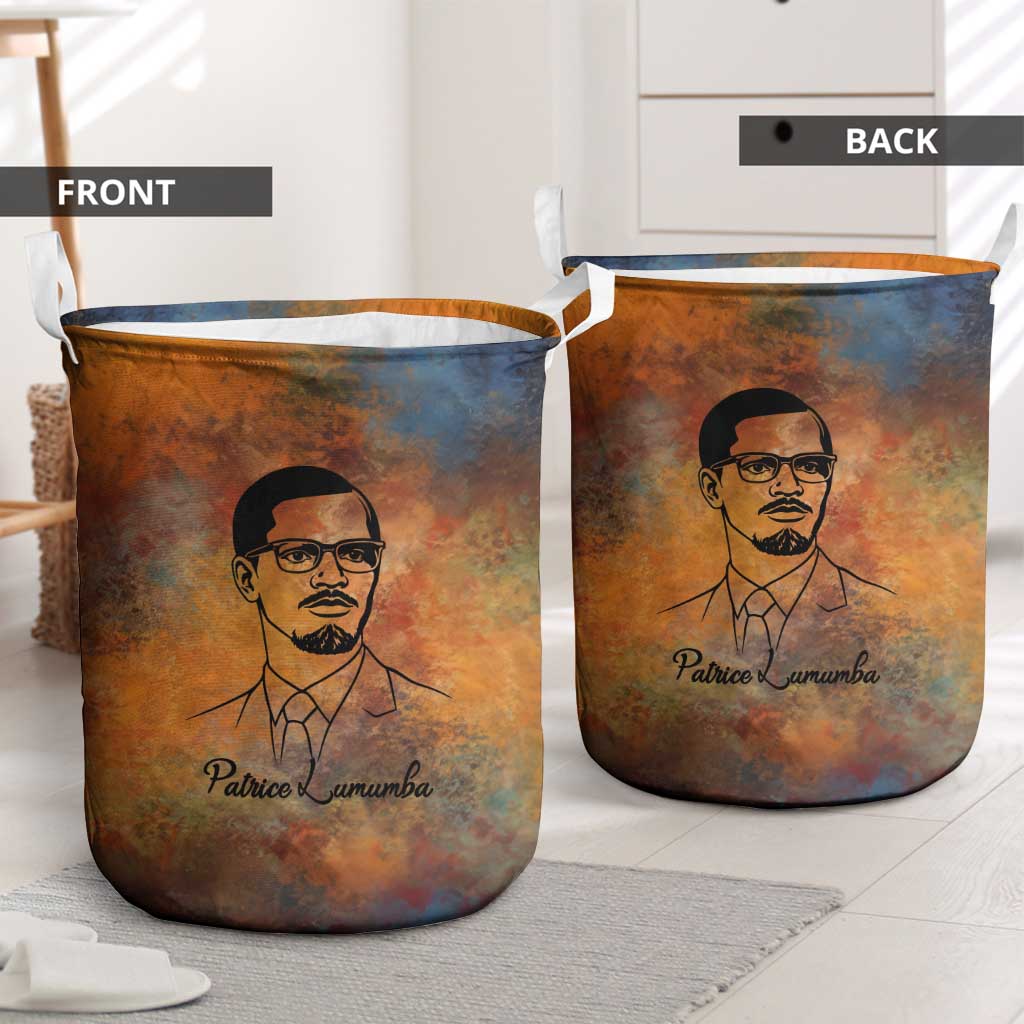 Patrice Lumumba Laundry Basket with Line Art Portrait and Truth Cannot Be Killed Inspirational Quote - Wonder Print Shop