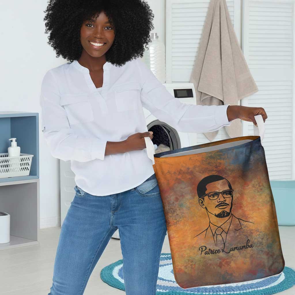 Patrice Lumumba Laundry Basket with Line Art Portrait and Truth Cannot Be Killed Inspirational Quote - Wonder Print Shop