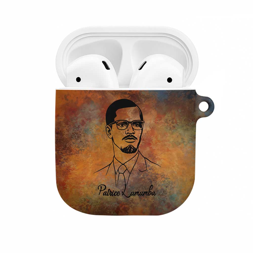 Patrice Lumumba AirPods Case with Line Art Portrait and Truth Cannot Be Killed Inspirational Quote - Wonder Print Shop