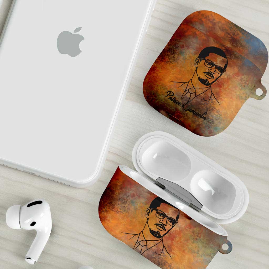 Patrice Lumumba AirPods Case with Line Art Portrait and Truth Cannot Be Killed Inspirational Quote - Wonder Print Shop