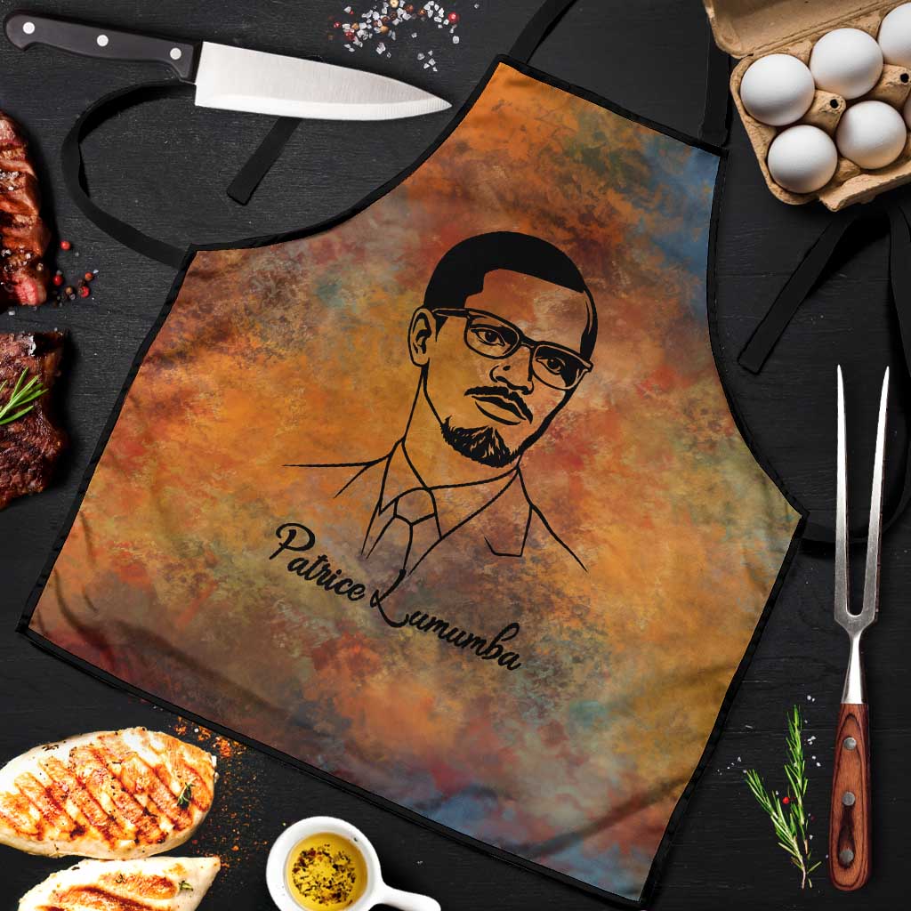 Patrice Lumumba Apron with Line Art Portrait and Truth Cannot Be Killed Inspirational Quote - Wonder Print Shop