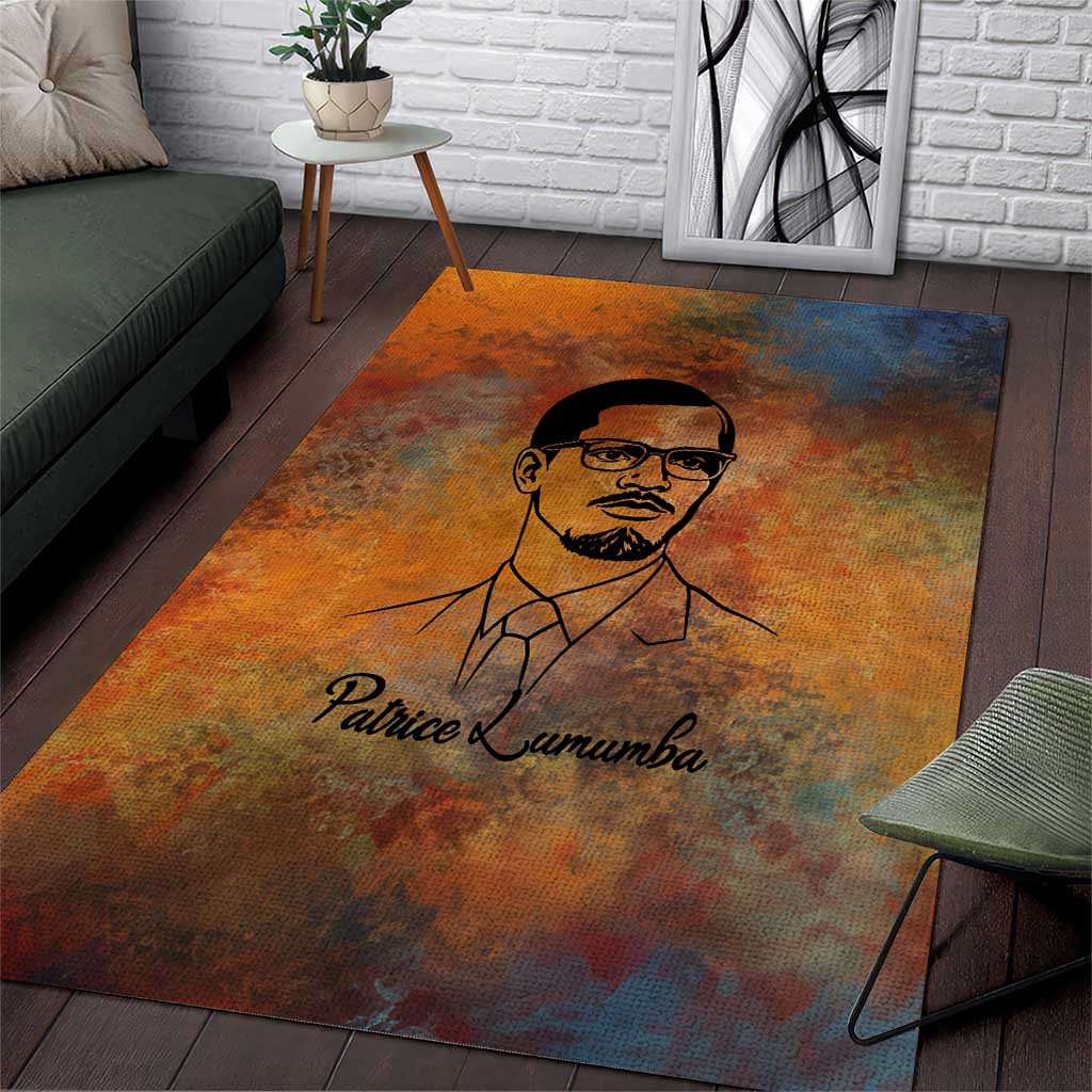 Patrice Lumumba Area Rug with Line Art Portrait and Truth Cannot Be Killed Inspirational Quote - Wonder Print Shop
