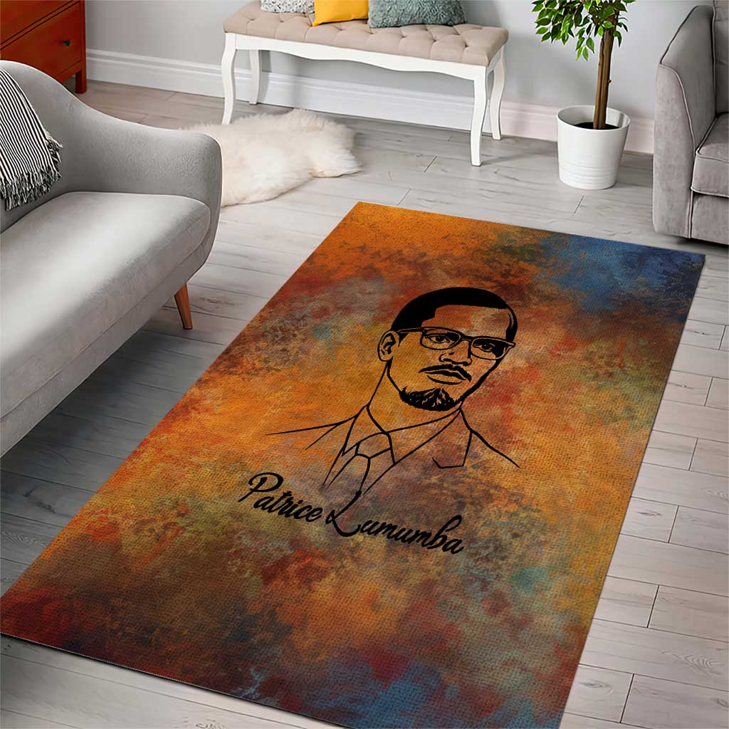 Patrice Lumumba Area Rug with Line Art Portrait and Truth Cannot Be Killed Inspirational Quote - Wonder Print Shop