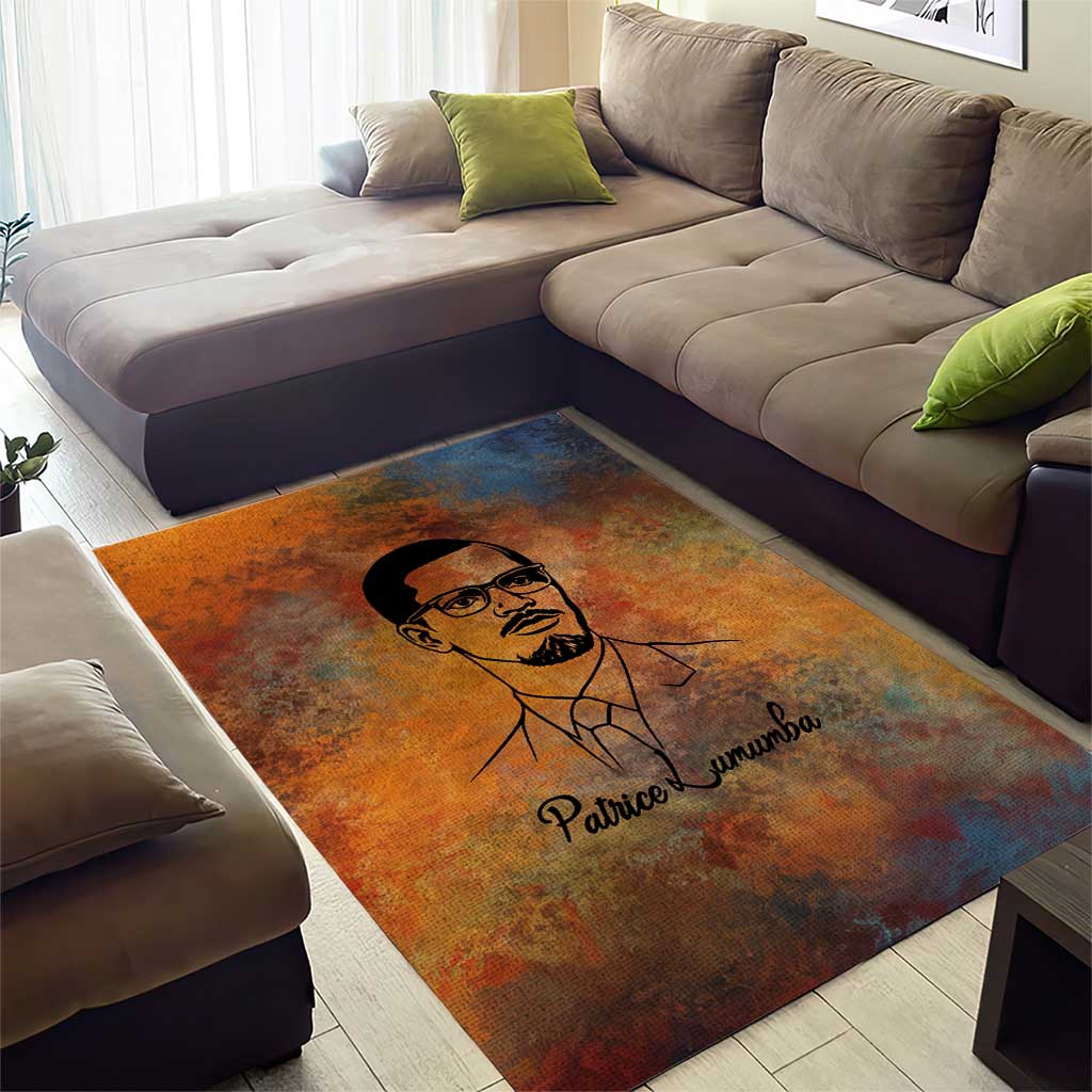 Patrice Lumumba Area Rug with Line Art Portrait and Truth Cannot Be Killed Inspirational Quote - Wonder Print Shop