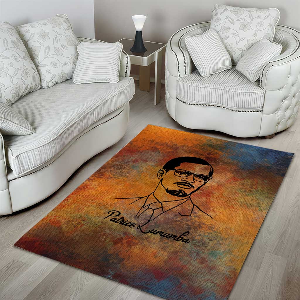 Patrice Lumumba Area Rug with Line Art Portrait and Truth Cannot Be Killed Inspirational Quote - Wonder Print Shop
