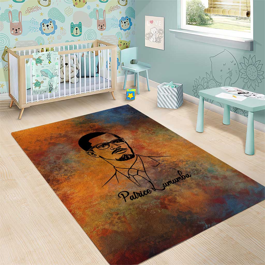 Patrice Lumumba Area Rug with Line Art Portrait and Truth Cannot Be Killed Inspirational Quote - Wonder Print Shop