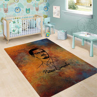 Patrice Lumumba Area Rug with Line Art Portrait and Truth Cannot Be Killed Inspirational Quote - Wonder Print Shop