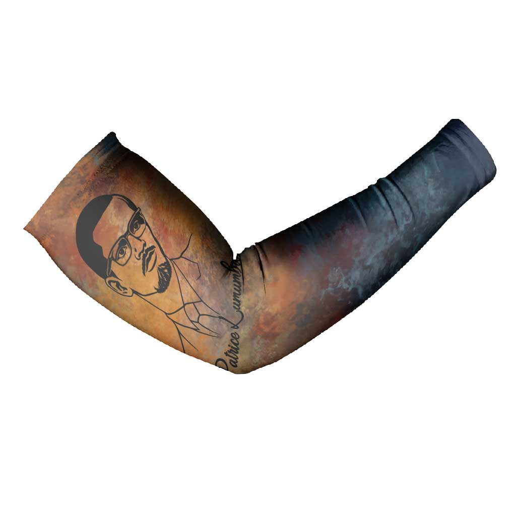 Patrice Lumumba Arm Sleeves with Line Art Portrait and Truth Cannot Be Killed Inspirational Quote - Wonder Print Shop