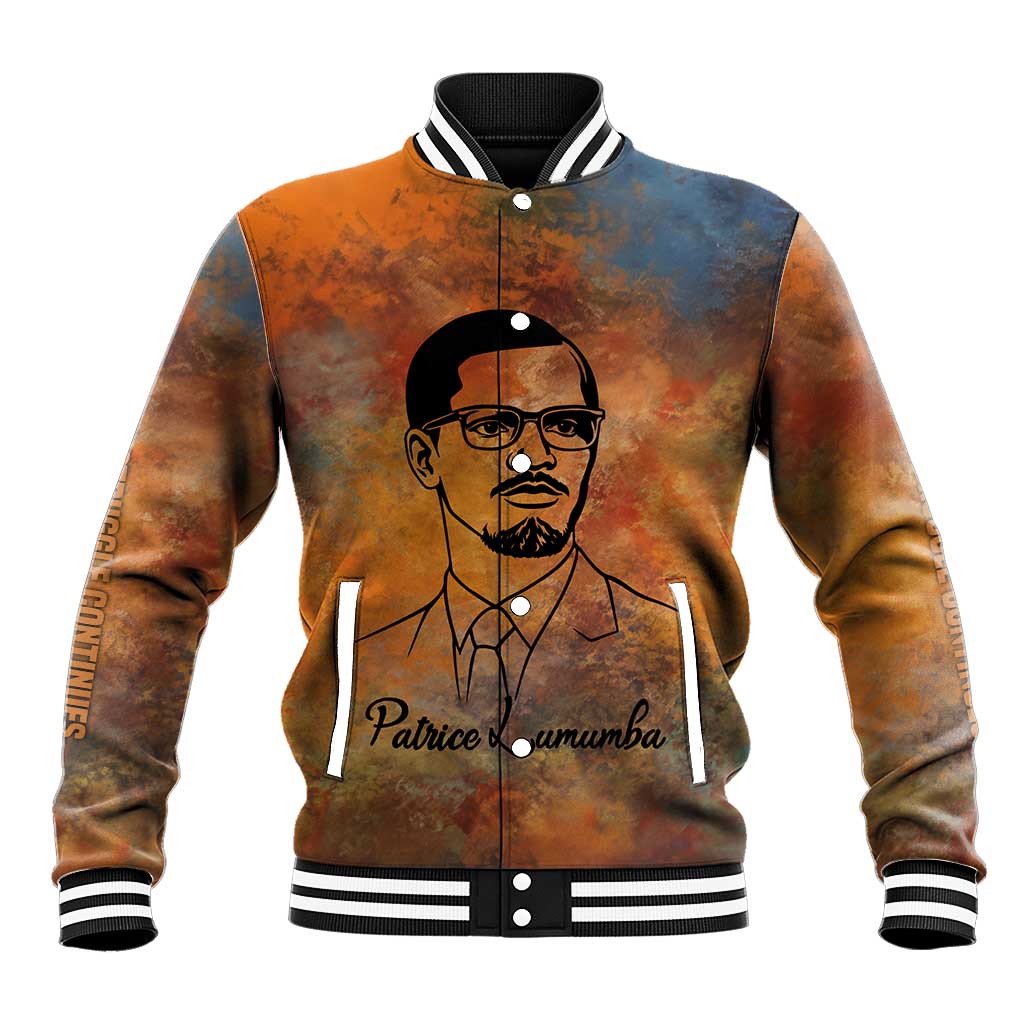 Patrice Lumumba Baseball Jacket with Line Art Portrait and Truth Cannot Be Killed Inspirational Quote - Wonder Print Shop